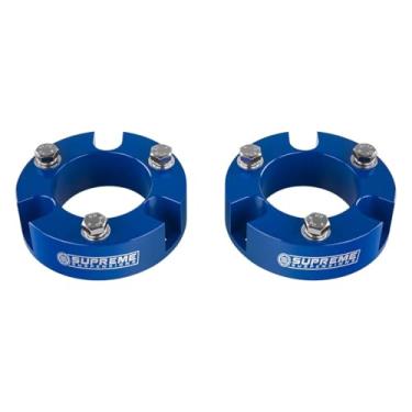 Imagem de Supreme Suspensions – Kit de nivelamento frontal para Toyota Tacoma 2005-2020 7,6 cm de espaçadores de suporte de alumínio em tarugo de avião de elevação dianteira 2WD 4WD (azul)