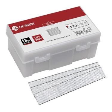 Imagem de DEWBIN Pregos Brad de calibre 18, 6000 unidades de 18 GA, pregos galvanizados para pistola de pregos, pregos de acabamento para pistola de pregos pneumática, elétrica