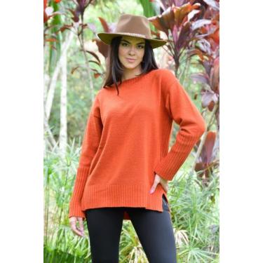 Imagem de Blusa em Tricot Mousse Manga Comprida Punho Canelado e Costas Mullet  