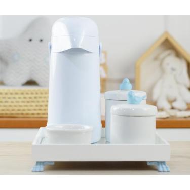 Imagem de Kit Higiene Bebê K012 Moderno Térmica Banho Porcelana Bandeja Espelho 