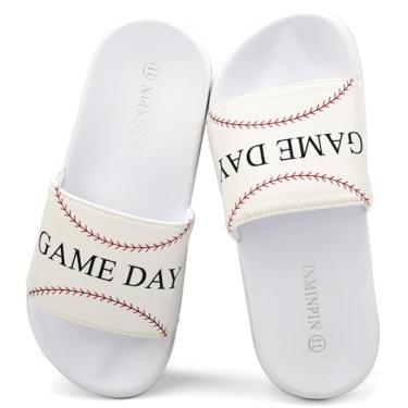 Imagem de INMINPIN Sandálias Infantis Para Meninos E Meninas, Chinelos Esportivos Com Bola, Ultraconfortáveis, Para Praia, Piscina, Chuveiro, Escorregador Interno E Externo, Para Fãs De Esportes, Beisebol Br