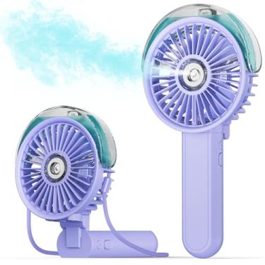 Imagem de SWEETFULL Ventilador De Nebulização Portátil - Ventilador Pessoal Dobrável De 180° Com Spray De Névoa, 3 Velocidades, Tanque De Água De 30 Ml, Recarregável Por Usb Para Viagens, Atividades Ao Ar Li