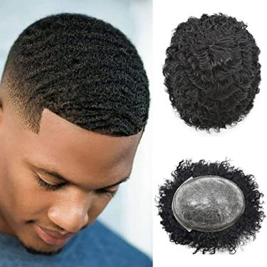 Imagem de LYRICAL HAIR Peruca Afro Para Homens Negros - Sistema De Substituição De Cabelo Humano Brasileiro Ondulado - Sistema De Cabelo Humano Afro-Americano Crespo E Cacheado De Pele Fina De Poliuretano - 6