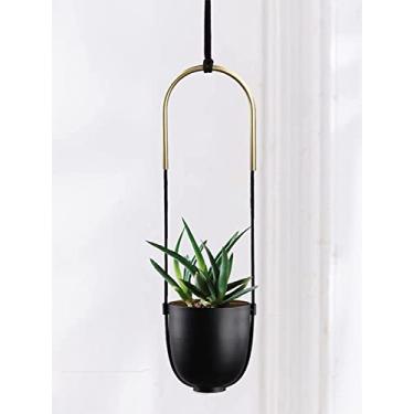 Imagem de ABETREE Vaso de flores suspenso de metal para plantas internas e externas na parede e no teto, suporte de vaso de flores para suculentas, samambaias suculentas, ajustável em altura, moderno,