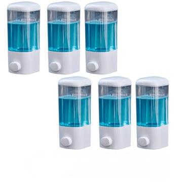 Imagem de Kit Dispenser de Parede Automático para Detergente Álcool em Gel de 580ml Reservatório Fácil Fixação Ventosa ou Parafuso(6 Peças)