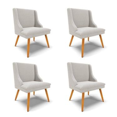 Imagem de Cadeira Sala De Jantar Pé Palito Castanho Kit 4 Liz Bouclê Cinza D03 - D`rossi