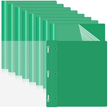 Imagem de 48 peças de capas de relatório frontais transparentes pastas de apresentação de plástico pasta de currículo pasta pasta de papel com 3 pinos para apresentação de documentos escolares escritório (verde)