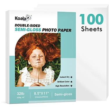 Imagem de Papel fotográfico fino de dupla face semibrilhante Koala 20,5 x 28,5 cm, 100 folhas, 14,5 kg, compatível com impressora a jato de tinta e laser para impressão de folheto de menu