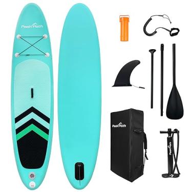 Imagem de Peakpath Prancha De Stand Up Paddle Inflável (6 '' De Espessura) Com Acessórios De Sup Premium E Bolsa, Barbatana Inferior Para Remar, Controle De Surf, Deck Antiderrapante, Trela, Remo E Bomba Manual