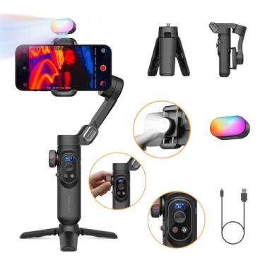 Imagem de AOCHUAN Estabilizador Gimbal de 3 eixos para smartphone com luz de preenchimento magnético RGB Gimbal para iPhone/Android Estabilizador dobrável para iPhone e iPhone com rastreamento facial atualizado