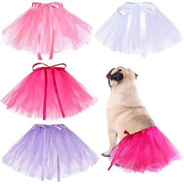 Imagem de 4 peças de tutu para cães, tutu, saia de tule para cachorro, fantasia de aniversário para cachorrinhos, gatos, gatinhos
