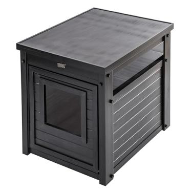 Imagem de New Age Pet Mesa de canto Ecoflex – Composto plástico de madeira durável, ecológico, fácil de limpar, sem montagem de ferramentas, serve para panelas de areia padrão, garantia de 10 anos – Café