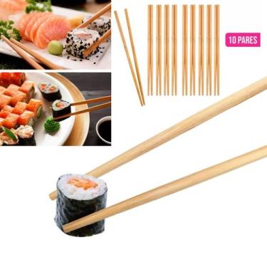 Imagem de Jogo Hashi de Bambu Reutilizável Sushi Comida Oriental 10un - Casita