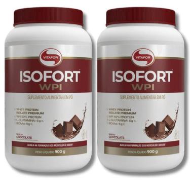 Imagem de KIT 2 Isofort WPI Chocolate Whey Isolado 900g Vitafor