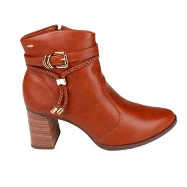Imagem de Bota Coturno Cano Curto Salto Bloco Feminina Dakota Da781, Conhaque, 3