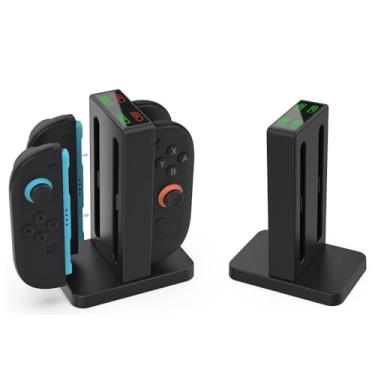 Imagem de Controller Charging Dock for Nintendo Switch 2, 4-Port Magnetic Charging Station with LED Indicators, Type-C USB Input, Black