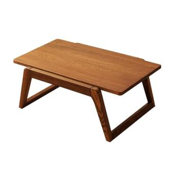 Imagem de UINGBPXT Mesa de centro de madeira natural, mesa de meditação retangular, mesa de chá japonesa, mesa baixa rústica chabudai para sentar no chão