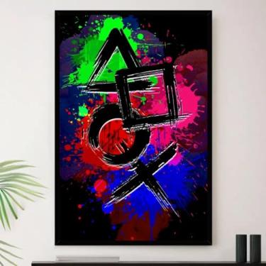 Imagem de Genérico, Quadro Botões Controle Gamer Play Jogo Decorativo A4 23x33cm