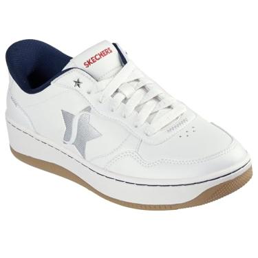 Imagem de Skechers Tênis feminino Sport Court 2.0-Studded Star Hands Free Slip-ins, Branco/azul marinho/vermelho, 35