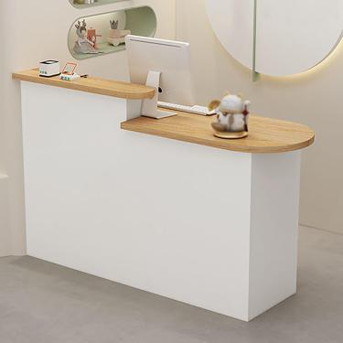 Imagem de Modern Reception Desk Counter Table, Tabela de recepção de balcão de checkout com gavetas trancáveis, balcão de varejo com gabinete de armazenamento, para lobby salão de beleza Office, C-2.1