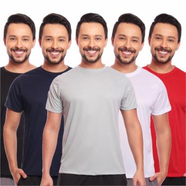 Imagem de Kit 5 Camisas Masculina Manga Curta Dry Fit Proteção Uv - Brás e Cia, 