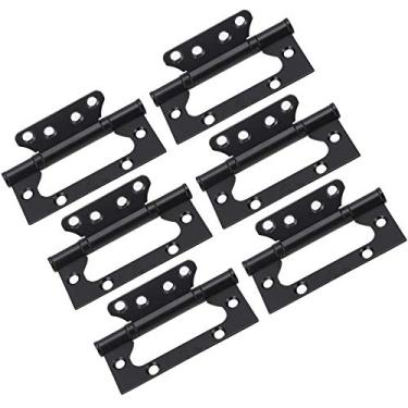 Imagem de Dobradiças de Porta, 3 -conjunto de 4 "liga Zinco Plana do Armário Preto da Porta Interior Dobradiças Pesada Com Pesadas para Armário para e Janela