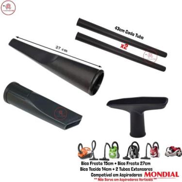 Imagem de Kit 2 Tubos e 3 Bicos Para Limpeza Aspirador de Pó Mondial ( Modelos n