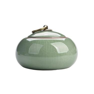 Imagem de Lata de chá Lata de chá de cerâmica selada com tampa, recipiente de armazenamento de bancada para açúcar, chá e café Caixa de chá(Green)