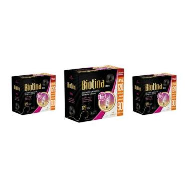 Imagem de Kit 03 Suplemento Alimentar Biotina 120Cps - La San Day