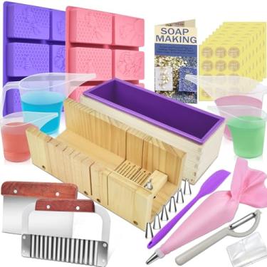 Imagem de Artcome Kit Para Fazer Sabonetes - Suprimentos Completos Você Mesmo Com Molde De Silicone 42 Oz, Ferramentas Corte Madeira, Moldes Favo Mel, Copos Medidores E Muito Mais Artesanais. Presente Ideal.