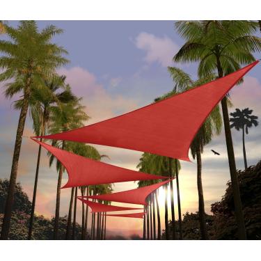 Imagem de Amgo Toldo Vela Triangular Vermelho De 10' X 14' Com Cobertura Proteção Solar Upf50+ Agsl, Bloqueio Uv 95%, Permeável À Água E Ao Ar, 200 G/M² Para Serviços Pesados, Comercial Residencial (Fazemos T