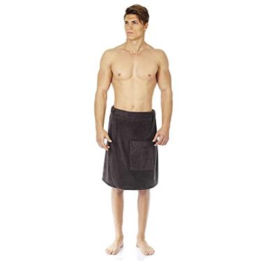 Imagem de Arus Roupão Masculino Robe Gots De Algodão Turco Orgânico Certificado, Fecho Ajustável, Para Banho E Ducha, Cor Carvão, Tamanho Pequeno A Médio