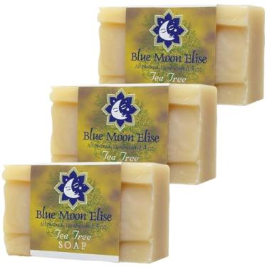 Imagem de Blue Moon Elise Barras De Sabonete Melaleuca Totalmente Naturais, Perfumadas Com Óleos Essenciais Premium, Para Mãos, Hidratantes E Terapêuticos Rosto/Corpo, Pele Sensível, Homens Mulheres (Pacote 3