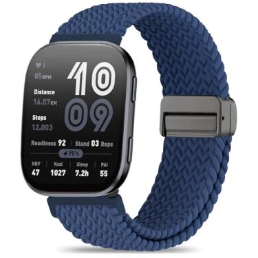 Imagem de Oanux Pulseira de relógio de nylon trançado magnética de 22 mm, compatível com Amazfit Bip 6/Amazfit Bip 5, pulseira esportiva macia respirável para Amazfit Helio e GTR 4/3 Pro/3/2/2e/47 mm masculino
