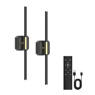 Imagem de Aruesi Pacote com 2 arandelas de parede operadas por bateria, luzes recarregáveis de 10000 mAh com controle remoto, cor ajustável, luzes giratórias de 360°, para quarto, sala de estar, corredor
