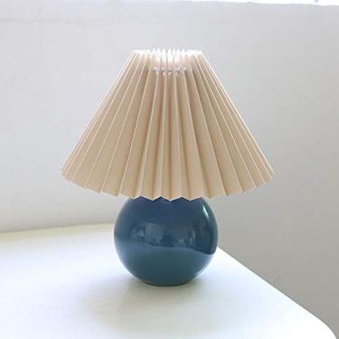 Imagem de Luminária de mesa plissada coreana Ins DIY luminárias de mesa de cerâmica para sala de estar Home Deco linda lâmpada com lâmpada de LED tricolor ao lado da lâmpada