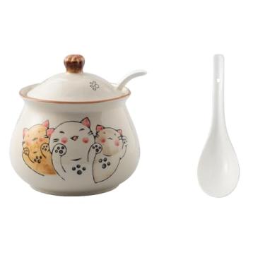 Imagem de Jarra grande e delicada de cerâmica de alta temperatura em estilo japonês - Lucky Cat 1300ml