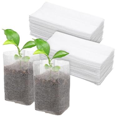 Imagem de Piriuuo 100 sacos de cultivo de plantas, sacos de berçário 13,5 x 16 cm de tecido não tecido, bolsa de berçário de mudas para jardim doméstico, suprimentos de estufa para vegetais, flores, árvores