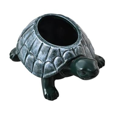 Imagem de Fenteer Vaso de plantas para jardim de animais, vaso de flores para artesanato, enfeite de mesa, estatueta de animal, de flores de tartaruga para fazenda,