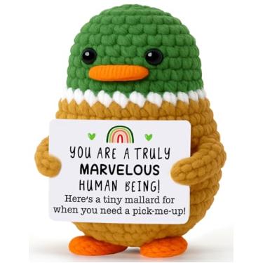 Imagem de MBL Positive Inspirational Gifts for Women - Funny Emotional Cheer up Support Handmade Crochet Mallard Duck for Men Teens Friends Coworkers Birthday Motivational Christmas Stocking Stuffers Presents