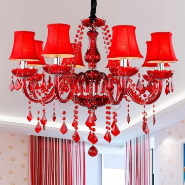 Imagem de Vela De Cristal Europeia Lâmpada Pendente Sala De Estar De Luxo Restaurante Quarto Quarto Da Menina Villa Hotel Loja De Roupas Salão De Beleza Café Bar Ktv Lustre, B B 8 Lights