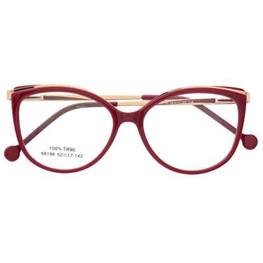 Imagem de Armação Óculos Grau Feminina Gatinho Michelle Vermelho - Palas Eyewear
