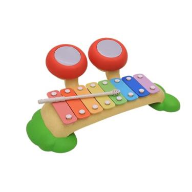 Imagem de Zippy Toys, Xilofone Infantil Brinquedo Musical Colorido em Plástico com 8 Teclas Marreta e Tambor