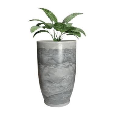 Imagem de Vaso Grande Polietileno Plantas Marmorizado Jardim Varanda 48cm (Grafite)