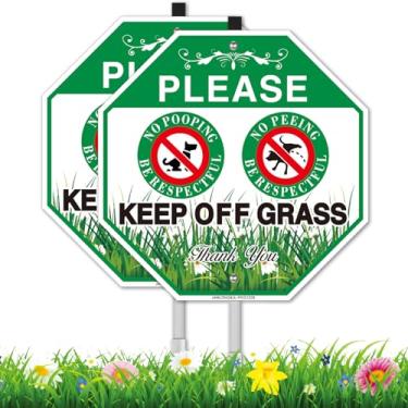 Imagem de Placa para quintal com estaca, 25 cm L x 71 cm A em alumínio Keep Off Grass Sign, Please Be Respectful Stop Dogs from Pooping Peeing On Your Lawn Sign, Stay Dogs Off Lawn Sign, proteção UV