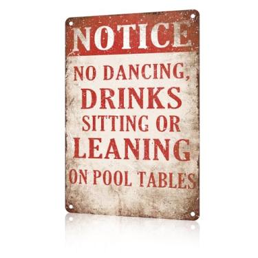 Imagem de macago Regras de mesa de sinuca, placa de estanho, decoração de parede de quarto de bilhar, aviso sem dança, bebidas sentadas ou apoiadas em mesas de sinuca, placa de metal engraçada, acessórios de