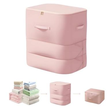 Imagem de Organizador de autocompressão com economia de espaço, bolsa de armazenamento de grande capacidade com zíper de 3 camadas 2025, tecido de cetim grosso, sacos resistentes para edredom, cobertores de