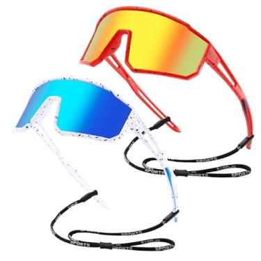 Imagem de KesaPlan Óculos de sol polarizados de beisebol infantil para meninos e meninas, óculos de sol esportivos juvenis para crianças de 6 a 14 anos, softball, ciclismo, Espelho A2 Branco/Azul + Espelho