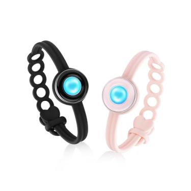 Imagem de Pulseiras de toque de longa distância, luz e vibração para o amor - Par de pulseiras para casais, presentes de relacionamento de longa distância para namorada, mãe e filha, irmãs, aplicativo Bluetooth