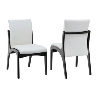 Imagem de Kit 2 Cadeiras Tulipa Assento e Encosto Estofado - Preto - Assento Estofado Corano Bege